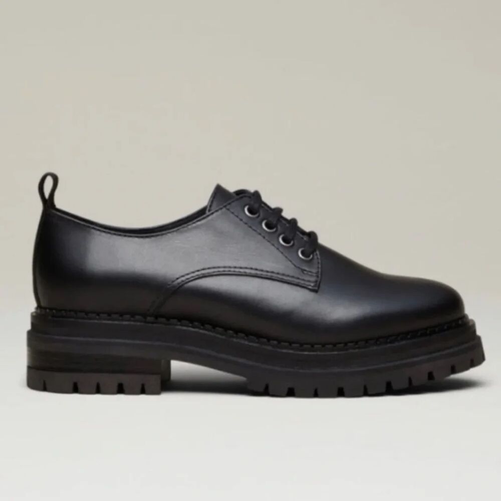 M. GEMI The Lara Lace Up Leather Shoe - Black 38.5/8.5